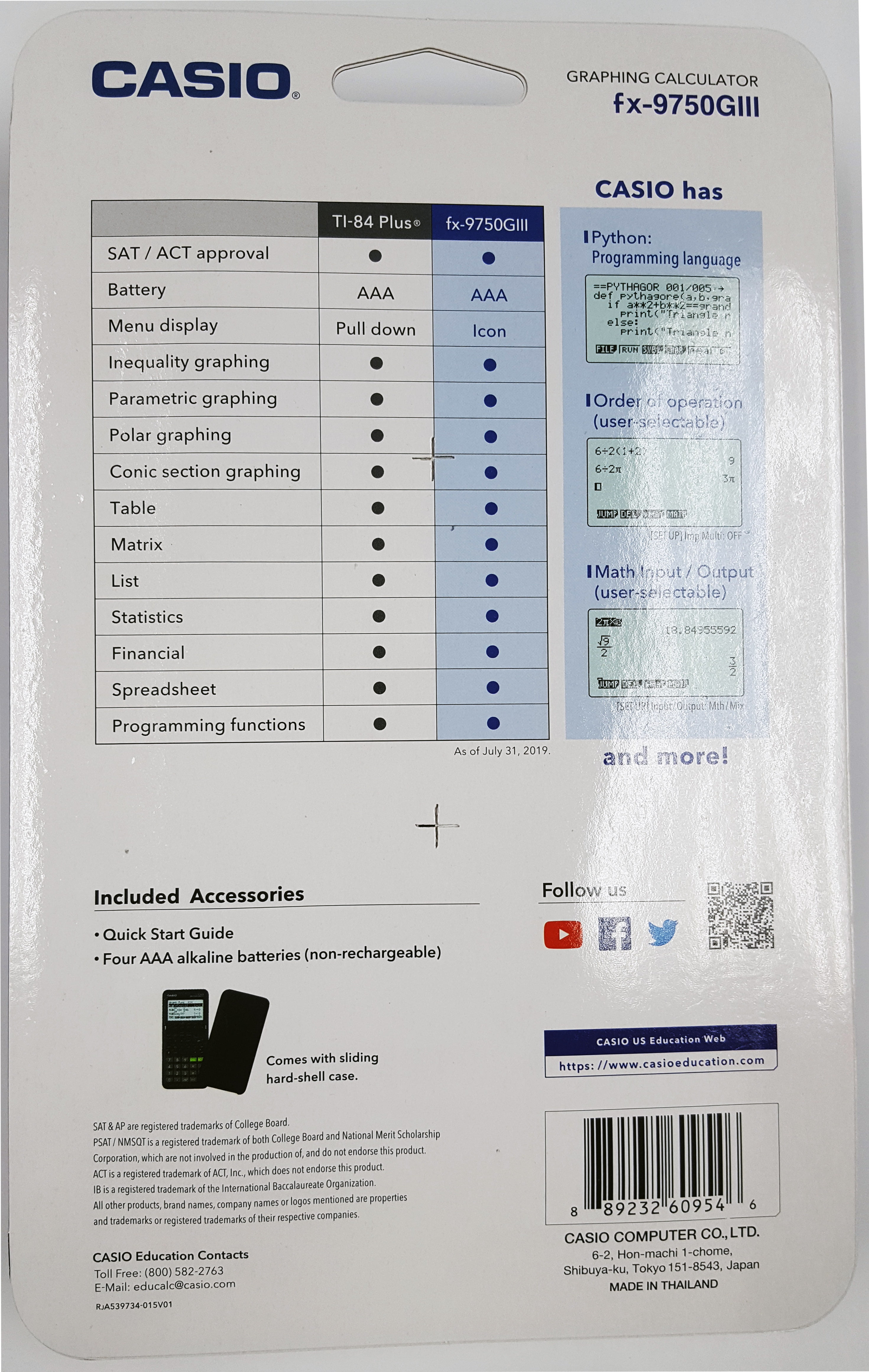 FX-9750GII Back Package